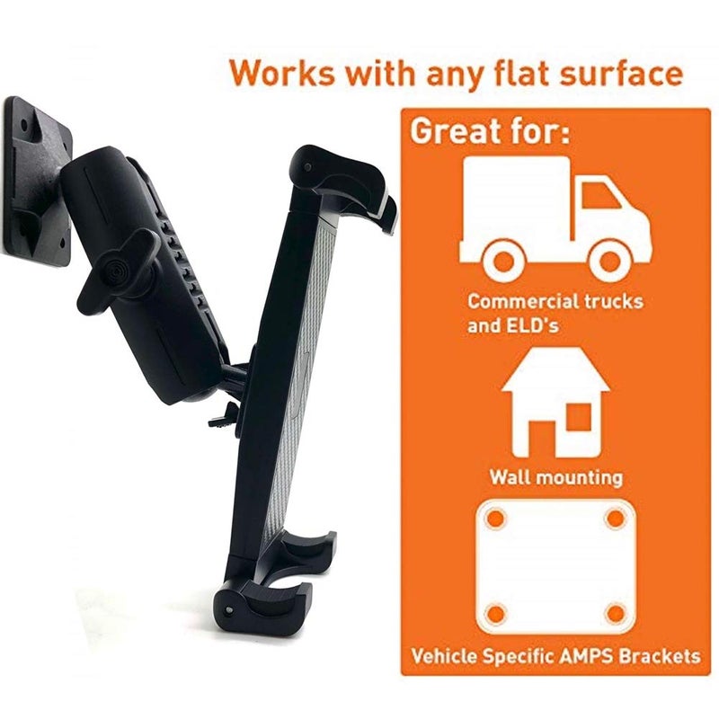 LycoGear Heavy Duty Tablet GPS Smartphone AMPS Drill Base Dash ELD Mount for Truck Van Commercial Vehicle Semi Fleet Limo (Holder fit all Tablets & Phones iPhone) - Image 4